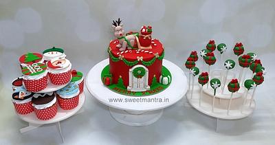Christmas theme dessert table - Cake by Sweet Mantra Homemade Customized Cakes Pune