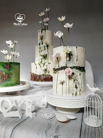  Wedding cake set in natural style - Cake by MOLI Cakes