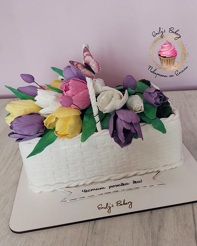 Basket with tulips - Cake by Emily's Bakery