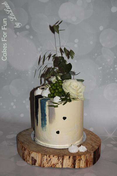 Wedding cake - blue stripes  - Cake by Cakes for Fun_by LaLuub