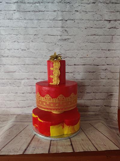Red Wedding cake  - Cake by Dr RB.Sudha