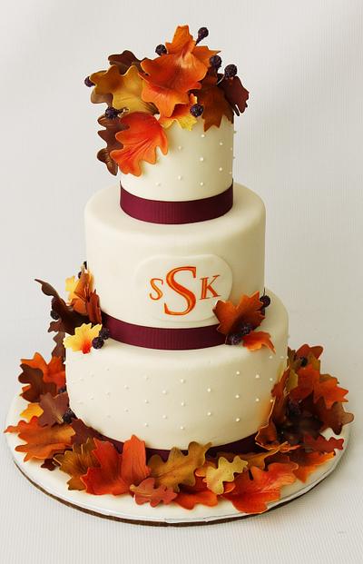 Fall Leaves Wedding Cake - Cake by It'z My Party Cakery