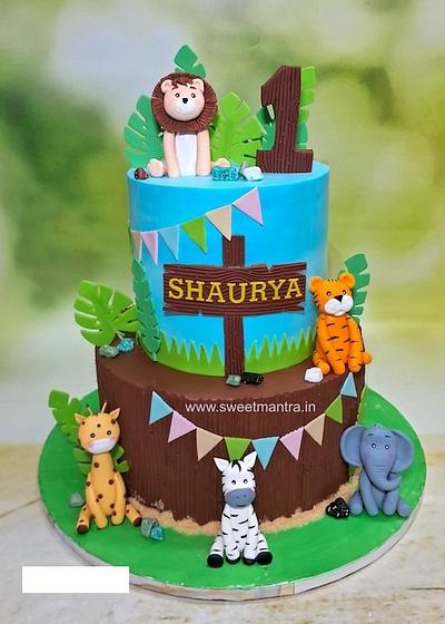 Jungle carnival cake for 1st birthday - Cake by Sweet Mantra Homemade Customized Cakes Pune