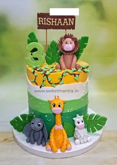Animals cake in whipped cream for boy - Cake by Sweet Mantra Homemade Customized Cakes Pune