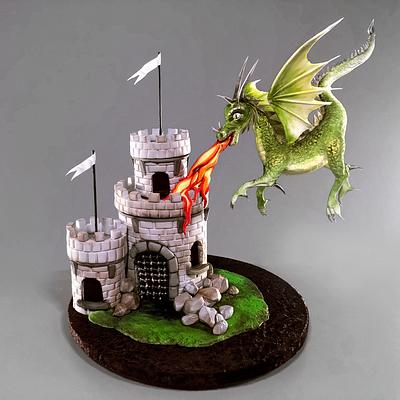 Medieval Castle and Dragon Cake - Cake by Serdar Yener | Yeners Way - Cake Art Tutorials