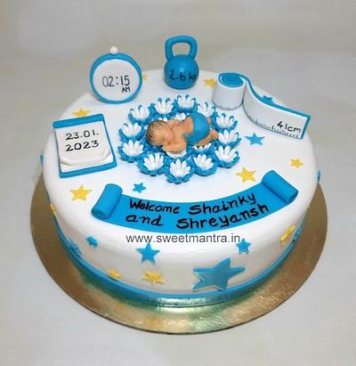 Welcome baby details cake - Cake by Sweet Mantra Homemade Customized Cakes Pune