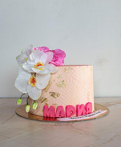 Cake with wafer paper orchids. - Cake by TortIva