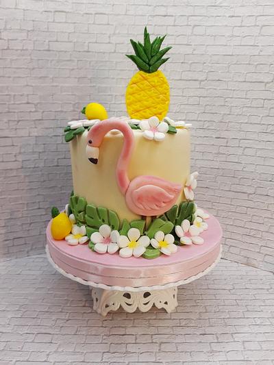 Flamingo tropical cake!!  - Cake by Eleni Siochou 
