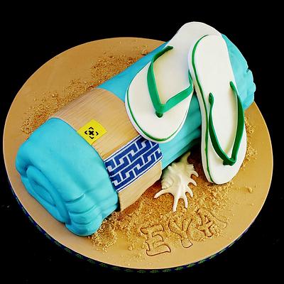 Beach towel cake  - Cake by WhenEffieDecidedToBake