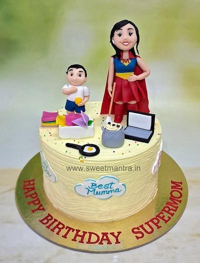 Supermom cream cake - Cake by Sweet Mantra Homemade Customized Cakes Pune