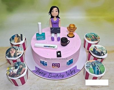 Customised cake and cupcakes for wife birthday - Cake by Sweet Mantra Homemade Customized Cakes Pune