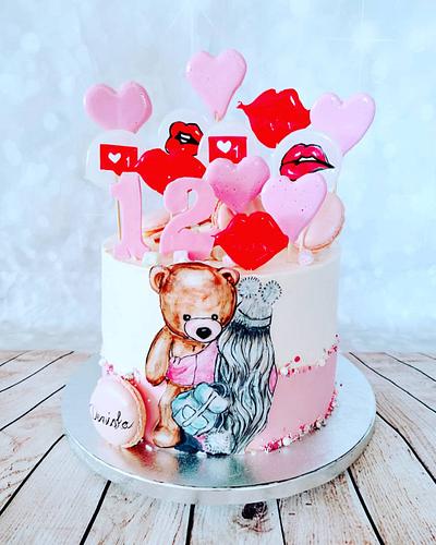 Girl with a teddy bear - Cake by alenascakes