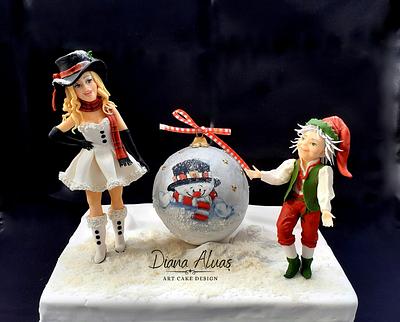 Christmas - The snow Lady and Elf - Cake by  Diana Aluaş