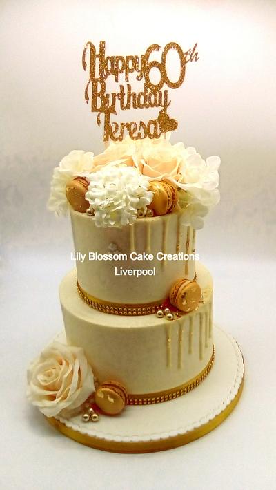 Gold 60th Birthday Drip Cake - Cake by Lily Blossom Cake Creations