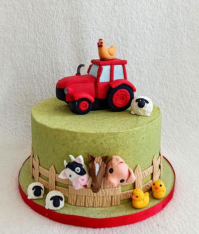 Tractor and animals - Cake by Anka