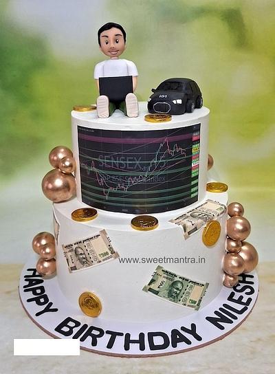 2 tier Share Market cake for Husband - Cake by Sweet Mantra Homemade Customized Cakes Pune