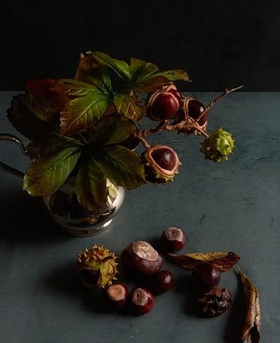 Sugar conkers (buckeyes)) with foliage - Cake by Natasha Ananyeva (CakeVirtuoso Studio)