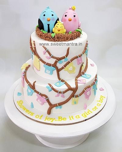 Birds baby shower cake - Cake by Sweet Mantra Homemade Customized Cakes Pune