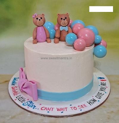 Pink and Blue teddy cake for Baby Shower - Cake by Sweet Mantra Homemade Customized Cakes Pune