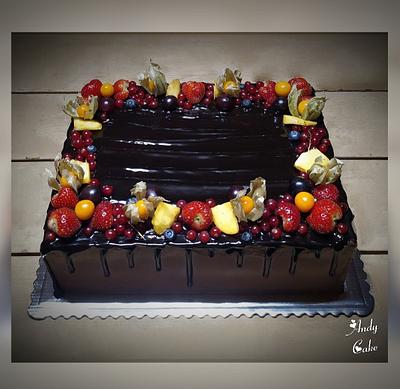 Chocolate birthday cake with fruits - Cake by AndyCake