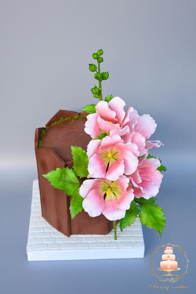Cake with hollyhock  - Cake by Benny's cakes