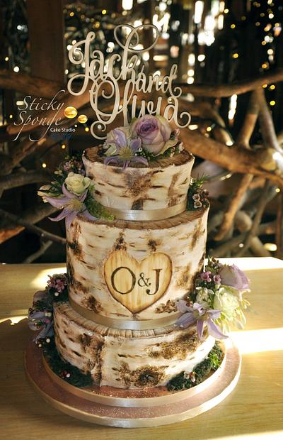 Silver birch wedding cake - Cake by Sticky Sponge Cake Studio