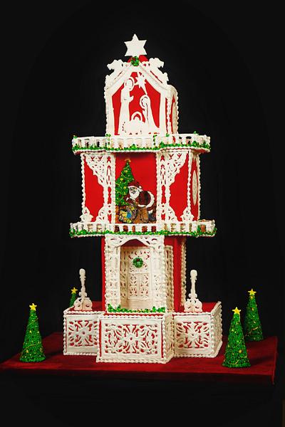 Christmas themed cake with royal icing panels  - Cake by thefrostgoddess