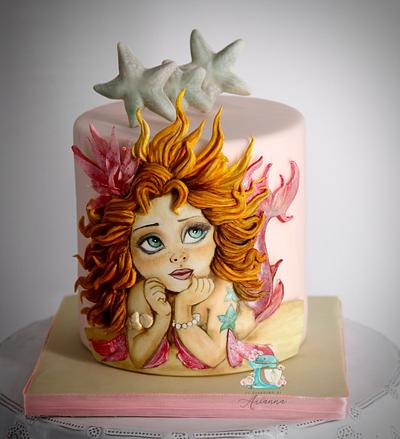 mermaid- handpainted Cake - Cake by Arianna