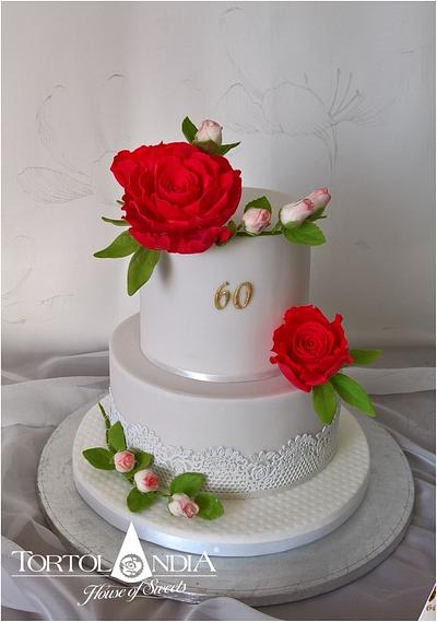 Birthday cake with sugar roses - Cake by Tortolandia
