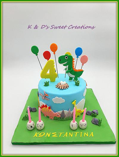 Cute dinosaurs birthday cake - Cake by Konstantina - K & D's Sweet Creations