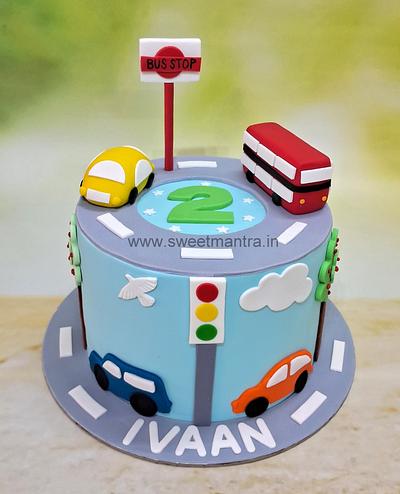 Cars and Bus cake - Cake by Sweet Mantra Homemade Customized Cakes Pune