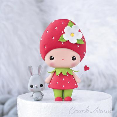 Strawberry Fairy Cake Topper - Cake by Crumb Avenue