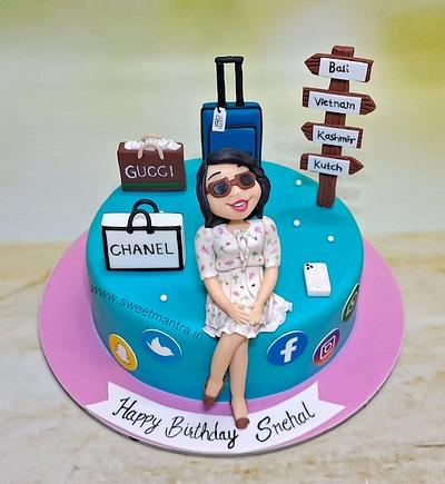 Travel and shopping cake for wife's birthday - Cake by Sweet Mantra Homemade Customized Cakes Pune
