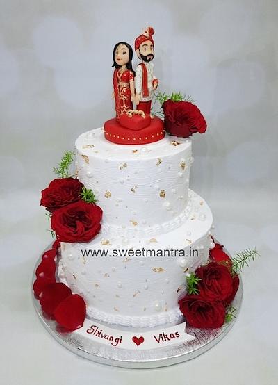 Wedding cake with flowers - Cake by Sweet Mantra Homemade Customized Cakes Pune
