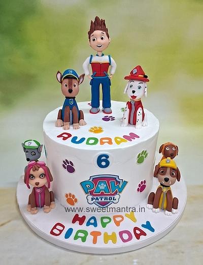 Paw Patrol cream cake with all characters - Cake by Sweet Mantra Homemade Customized Cakes Pune