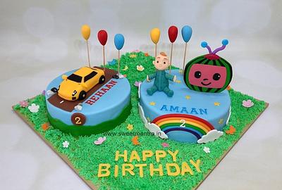 Twin boys design cake - Cake by Sweet Mantra Homemade Customized Cakes Pune