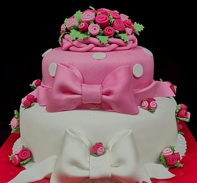 Cake with ribbons and flowers - Cake by Sunny Dream