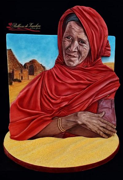 Elderly  woman  in the Nubian desert - Nubia - Land of Gold Collaboration  - Cake by Catia guida