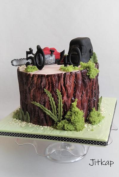 Stump cake with Chainsaw - Cake by Jitkap