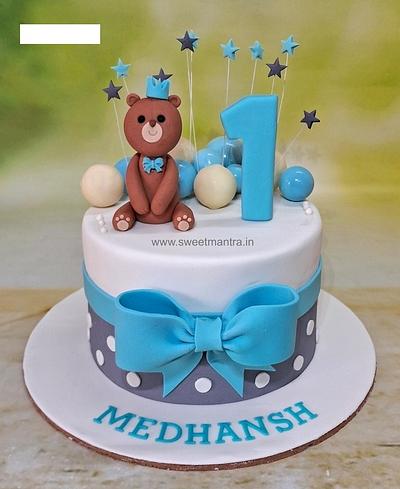 Teddy cake for 1st birthday boy - Cake by Sweet Mantra Homemade Customized Cakes Pune