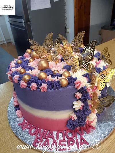 OBRE BUTTERCREAM CAKE WITH GOLDEN BUTTERFLIES - Cake by Rena Kostoglou