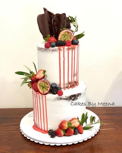 Semi naked red drip cake - Cake by Meena Marolia (Cakes By Meena)