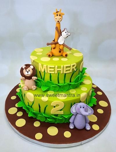 Jungle theme tier cake - Cake by Sweet Mantra Homemade Customized Cakes Pune