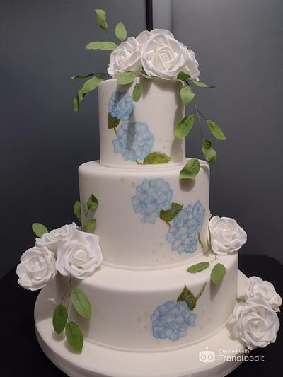 Rosas y hortensias. - Cake by Julissa 