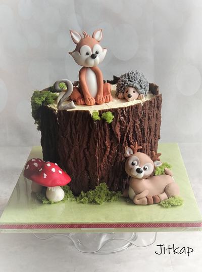 Animals on a stump - Cake by Jitkap