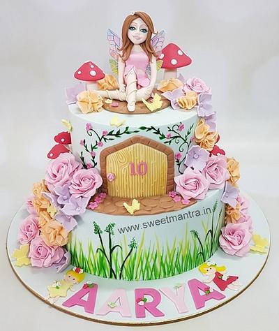 Fairy theme cake with flowers - Cake by Sweet Mantra Homemade Customized Cakes Pune