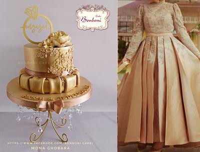 Eengagement gold cake - Cake by mona ghobara/Bonboni Cake