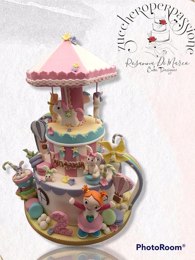 Unicorns Carousel for little Arianna - Cake by zuccheroperpassione