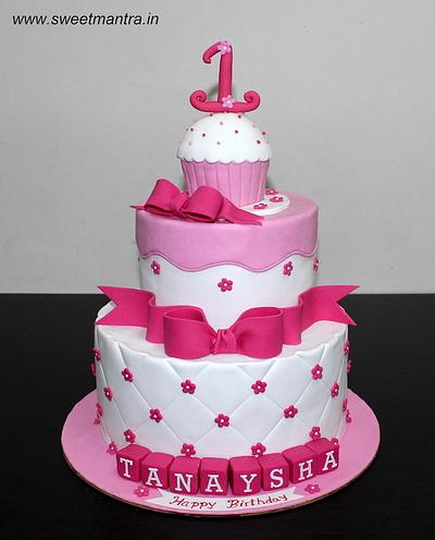 1st birthday 2 tier cake for girl - Cake by Sweet Mantra Homemade Customized Cakes Pune