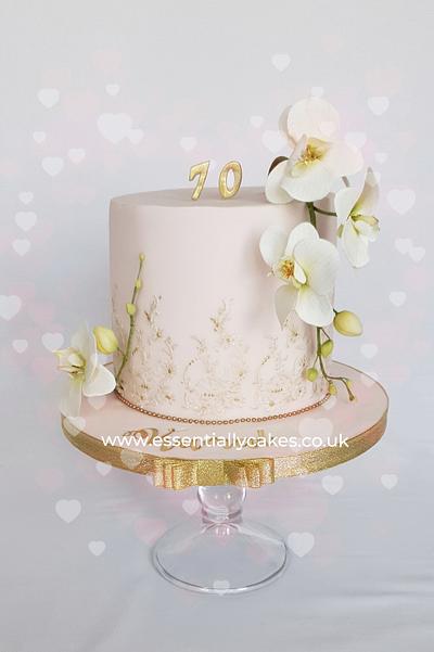 Pastel pink with orchids - Cake by Essentially Cakes
